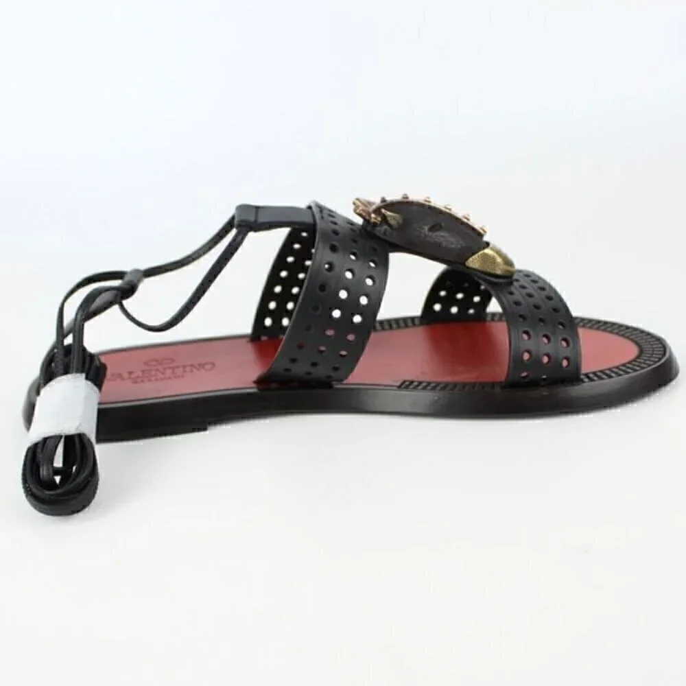 Valentino Black Giraffe Wrap Ankle Sandal 35